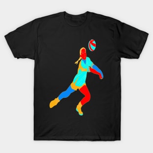 COLORFUL SURREAL RETRO NEON GIRL VOLLEYBALL PLAYER T-Shirt